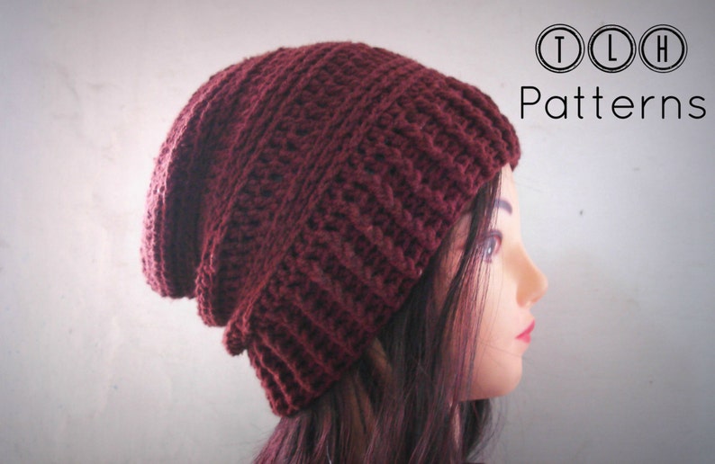 CROCHET PATTERN, slouchy hat pattern, crochet slouchy beanie pattern, Chocolate Slouchy hat, adult size, Pattern No. 36 image 2