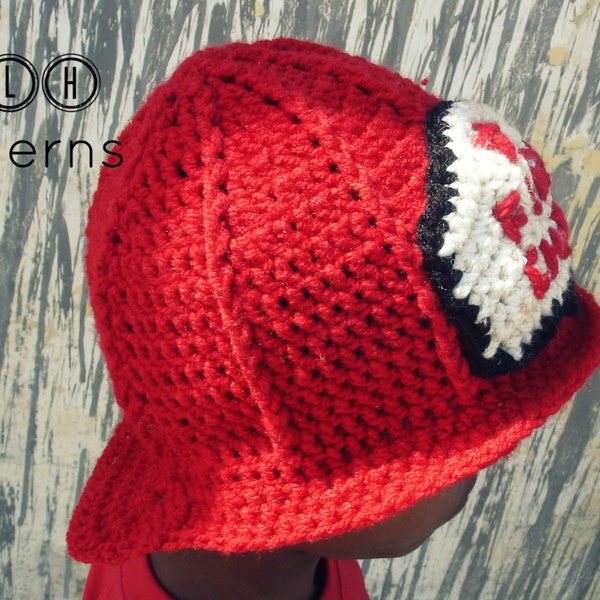 Crochet firefighter hat pattern, Crochet fireman hat, crochet fireman costume hat, 3 sizes - baby, child and adult, Pattern No. 7