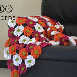 Crochet baby blanket pattern, crochet afghan pattern, crochet flower blanket, Tropical blooms baby blanket, pattern no. 74 image 4