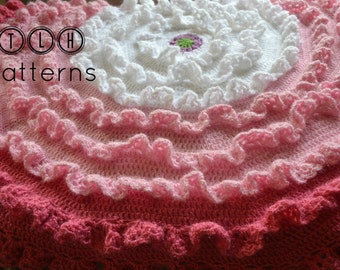 Baby blanket pattern, crochet pattern baby blanket,  crochet afghan pattern, circular blanket pattern, round ruffles blanket, Pattern No. 51