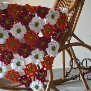 Crochet baby blanket pattern, crochet afghan pattern, crochet flower blanket, Tropical blooms baby blanket, pattern no. 74 image 3