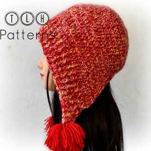 Crochet hat pattern, tassel hat, crochet bonnet style hat, hooded hat, womens bonnet, Tonya hat - child and adult size, pattern no 82