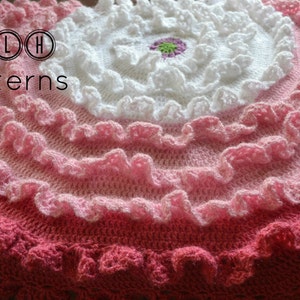 crochet blanket pattern, crochet baby blanket pattern, crochet afghan, circular blanket pattern, round ruffles blanket, Pattern No. 51 image 5
