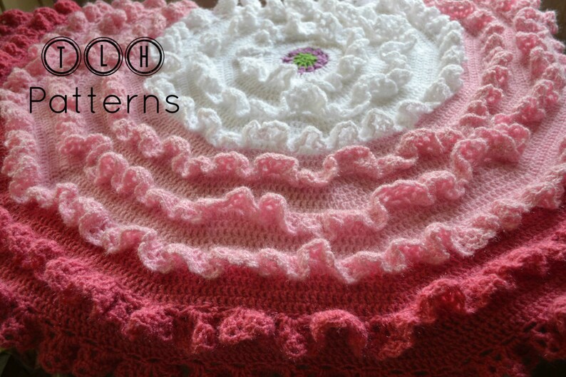 crochet blanket pattern, crochet baby blanket pattern, crochet afghan, circular blanket pattern, round ruffles blanket, Pattern No. 51 image 5