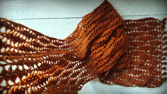 Crochet lace scarf, crochet wrap pattern, lace shawl, falling leaves scarf