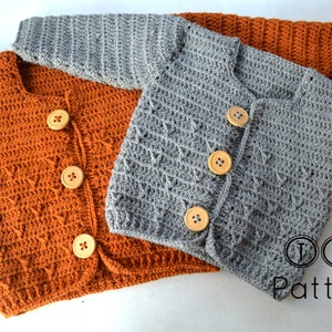 Modèle de cardigan pour bébé au crochet, modèle de pull pour bébé au crochet, modèle PDF de cardigan pour bébé, tailles 3-6 et 6-12 mois, modèle no. 111 image 4