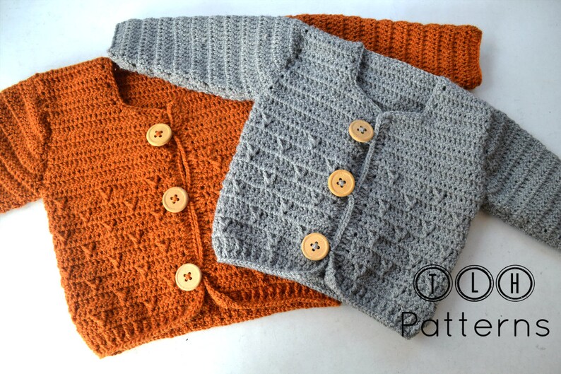 Modèle de cardigan pour bébé au crochet, modèle de pull pour bébé au crochet, modèle PDF de cardigan pour bébé, tailles 3-6 et 6-12 mois, modèle no. 111 image 4