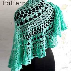 Crochet shawl pattern, lace shawl crochet pattern, crochet crescent shawl, semicircle shawl pattern, Tiffany shawl, pattern no. 117 image 2