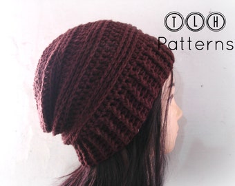 Slouchy hat pattern, crochet hat pattern, crochet slouchy beanie, Chocolate Slouchy hat, adult size, Pattern No. 36