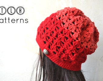 Patrón de gorro a crochet, patrón de gorro a crochet para mujer, patrón de gorro para niño, gorro Miranda - 2 tallas, niño y adolescente/adulto, Patrón No. 52