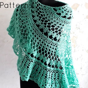 Crochet shawl pattern, lace shawl crochet pattern, crochet crescent shawl, semicircle shawl pattern, Tiffany shawl, pattern no. 117 image 5