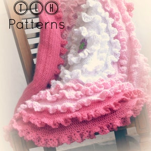 crochet blanket pattern, crochet baby blanket pattern, crochet afghan, circular blanket pattern, round ruffles blanket, Pattern No. 51 image 3
