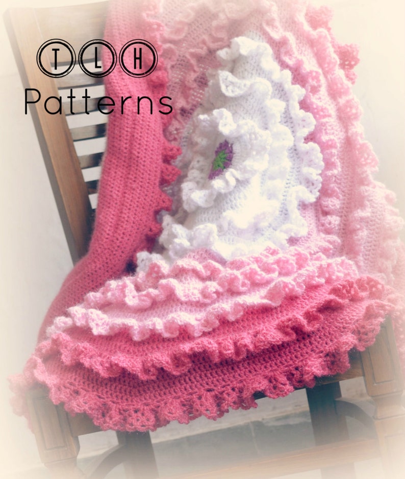 crochet blanket pattern, crochet baby blanket pattern, crochet afghan, circular blanket pattern, round ruffles blanket, Pattern No. 51 image 3