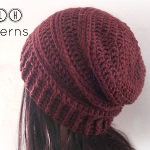 CROCHET PATTERN, slouchy hat pattern, crochet slouchy beanie pattern, Chocolate Slouchy hat, adult size, Pattern No. 36 image 1