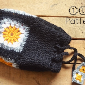 Crochet bag pattern, crochet drawstring bag, Granny drawstring bag, Pattern No. 8
