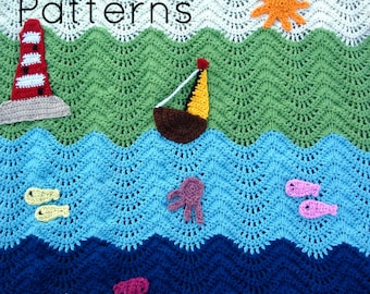 Gehaakt patroon babydeken, gehaakt patroon rimpeldeken, patroon babydeken, gehaakt Afghaans, waterworld babydeken, patroon nr. 40