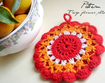 Crochet PDF pattern for Flame of the forest Potholder/hotpad