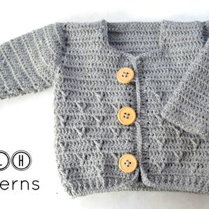 Modèle de cardigan pour bébé au crochet, modèle de pull pour bébé au crochet, modèle PDF de cardigan pour bébé, tailles 3-6 et 6-12 mois, modèle no. 111 image 3