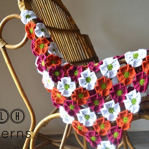 Crochet baby blanket pattern, crochet afghan pattern, crochet flower blanket, Tropical blooms baby blanket, pattern no. 74 image 5
