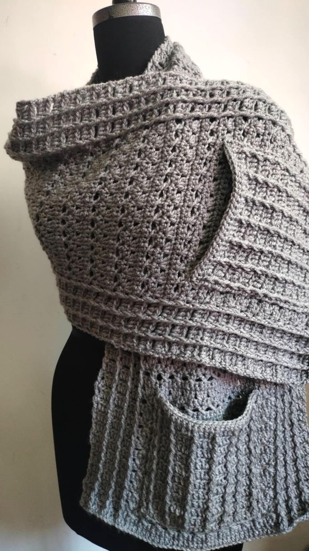 Crochet Pocket Shawl Pattern, Crochet Shawl Pattern - Etsy