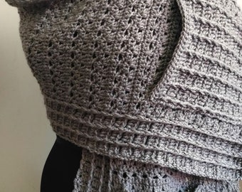 Crochet pocket shawl pattern, crochet shawl pattern