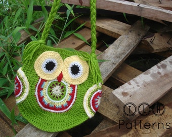 CROCHET BAG PATTERN, crochet owl bag pattern, crochet owl purse, Funky owl bag, Pattern No. 14