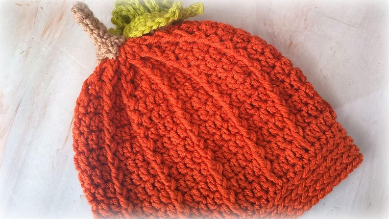 Crochet pumpkin hat pattern, crochet hat pattern, pumpkin hat, 4 sizes - 6-12 months, toddler, child and adult, Pattern No. 23 image 3