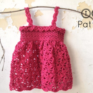Crochet baby dress pattern, 3-6 months, 6-12 months and 1-2 years - little pink dress, pattern no 70