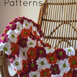 Crochet baby blanket pattern, crochet afghan pattern, crochet flower blanket, Tropical blooms baby blanket, pattern no. 74 image 1