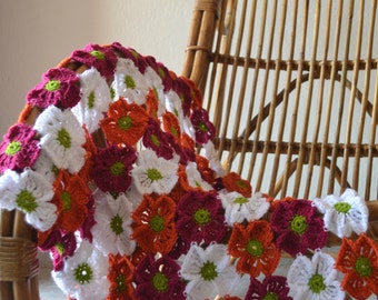 Crochet baby blanket pattern, crochet afghan pattern, crochet flower blanket, Tropical blooms baby blanket, pattern no. 74