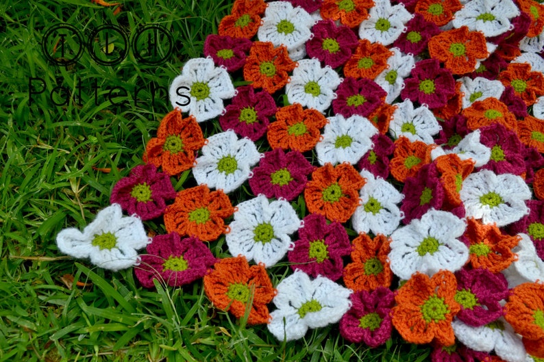 Crochet baby blanket pattern, crochet afghan pattern, crochet flower blanket, Tropical blooms baby blanket, pattern no. 74 image 2