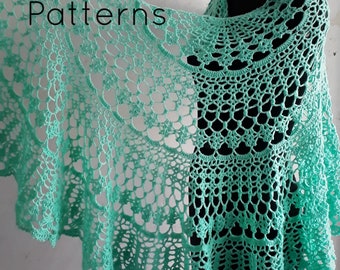 Crochet shawl pattern, lace shawl crochet pattern, crochet crescent shawl, semicircle shawl pattern, Tiffany shawl, pattern no. 117