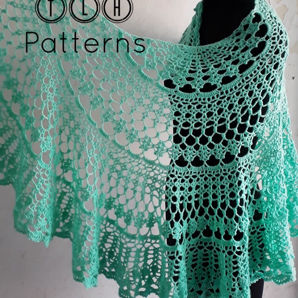 Crochet shawl pattern, lace shawl crochet pattern, crochet crescent shawl, semicircle shawl pattern, Tiffany shawl, pattern no. 117