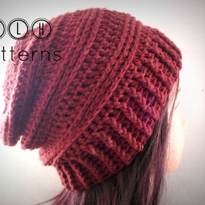 CROCHET PATTERN, slouchy hat pattern, crochet slouchy beanie pattern, Chocolate Slouchy hat, adult size, Pattern No. 36 image 4