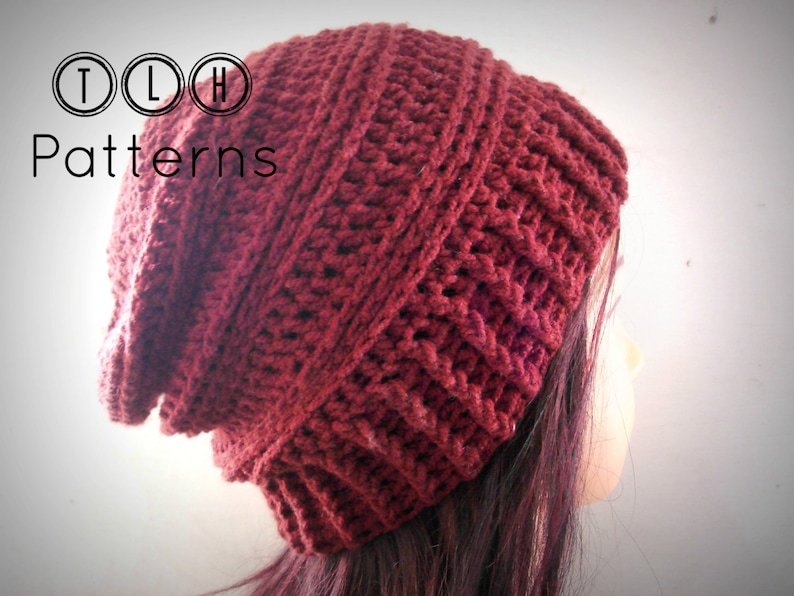 CROCHET PATTERN, slouchy hat pattern, crochet slouchy beanie pattern, Chocolate Slouchy hat, adult size, Pattern No. 36 image 4