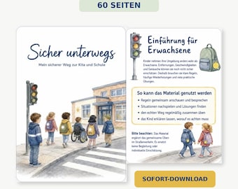 Trafikutbildning för barn – Säker resa till dagis, skola och hem – 60 sidor med regelplakat, kartor och arbetsblad