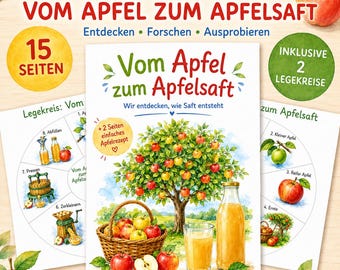 Äppelprojekt för dagis – Från äpple till äppeljuice | 15 sidor, 2 aktivitetscirklar, experiment och recept | Höstprojektvecka för dagisidéer