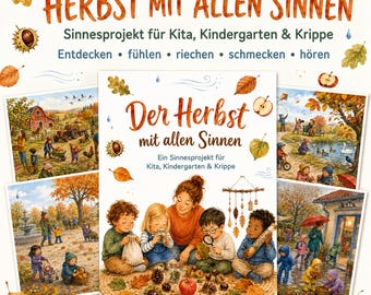 Höst med alla sinnen – Förskoleprojekt | Sensoriskt material för barn under 3 år och förskoleklass, hemma | Bildkort, sökbilder, morgoncirkel och experiment