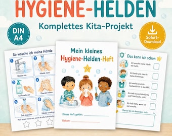 Hygienprojekt för daghem | 45 sidor | Handtvätt, hygienregler, bildkort, hinderbana och barnhäfte | Nedladdningsprojektvecka för dagis