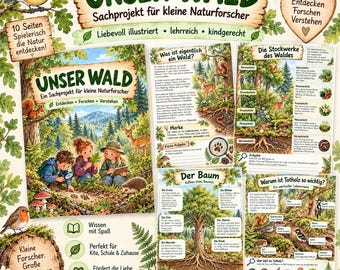 Skogsvetenskap i grundskolan | Skogsvetenskapsprojekt för unga naturforskare | Arbetsblad: Skogens djur, träd, ekosystem, natur