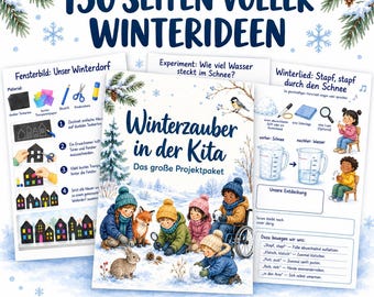 Vinterprojektpaket för dagis – 150 sidor med pysselmallar, morgoncirkel, fingerlekar, experiment och roliga bilder att skriva ut