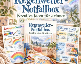 Nödkit för barn för regniga dagar | Pysselidéer, spel och inomhusaktiviteter | Kreativt familjekit att skriva ut