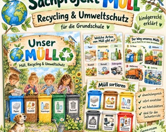 Elementary School Project: Waste & Recycling | Waste Separation, Environmental Protection, Worksheets, Experiment and Quiz | Printable PDF