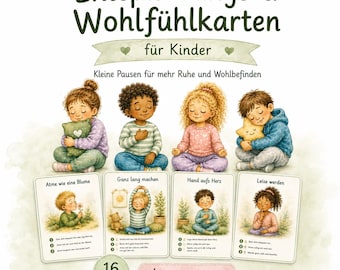 16 avslappningskort för barn | Mindfulness-kort | Lugnskort | Förskola och grundskola | Direkt nedladdning | Utskrivbar PDF