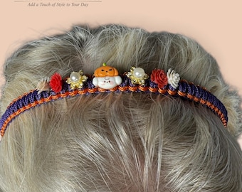 Holiday Edition Halloween Burnt Orange & Purple Paracord Hairband