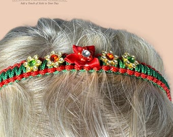 Holiday Edition Christmas Red & Kelly Green Paracord Hairband