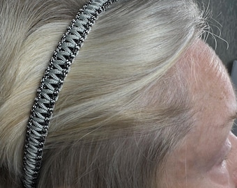 Classic Signature Silver Gray and Zebra Black silver Paracord Hairband