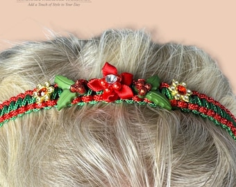 Holiday Edition Christmas Red & Kelly Green Paracord Hairband