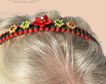 Holiday Edition Christmas Red & Emerald Green Paracord Hairband