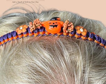 Holiday Edition Halloween Burnt Orange & Purple Paracord Hairband